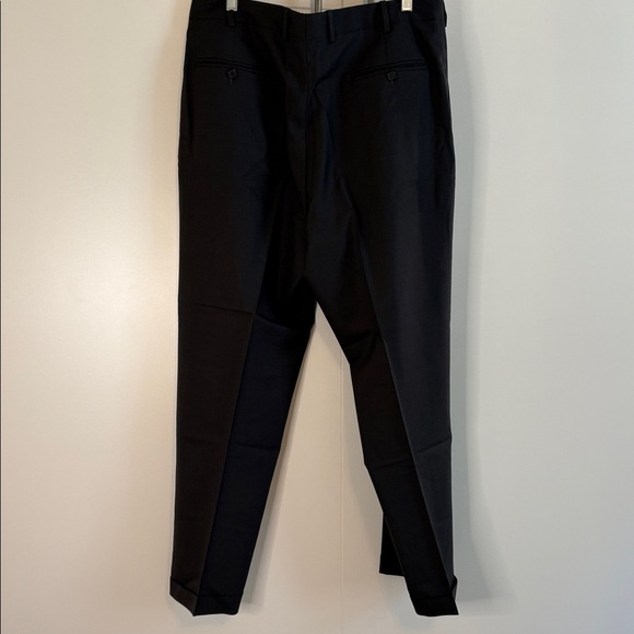 Classic Charcoal Super 100 Italian Wool Trousers. Pleated and Cuffed - Picture 4 of 8